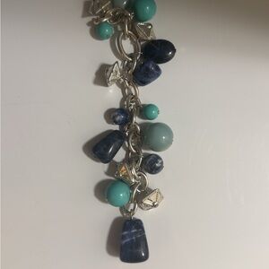 Turquoise & Navy Bead Charm Bracelet - Women's Fashion Jewelry